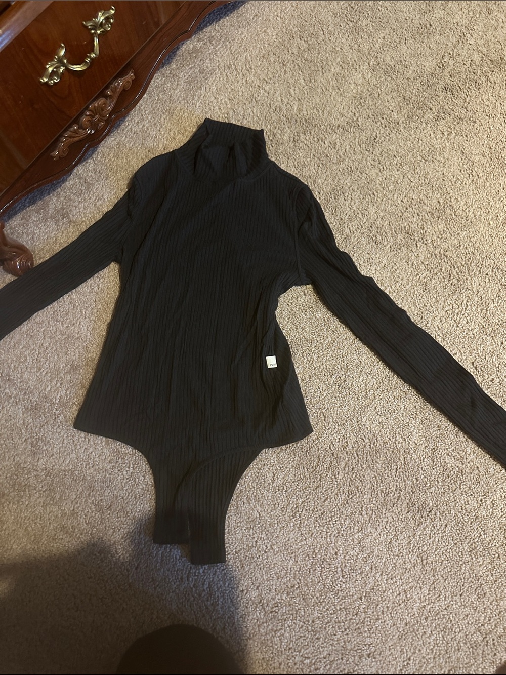 Vuori medium ribbed Black Long Sleeve Turtleneck Bodysuit